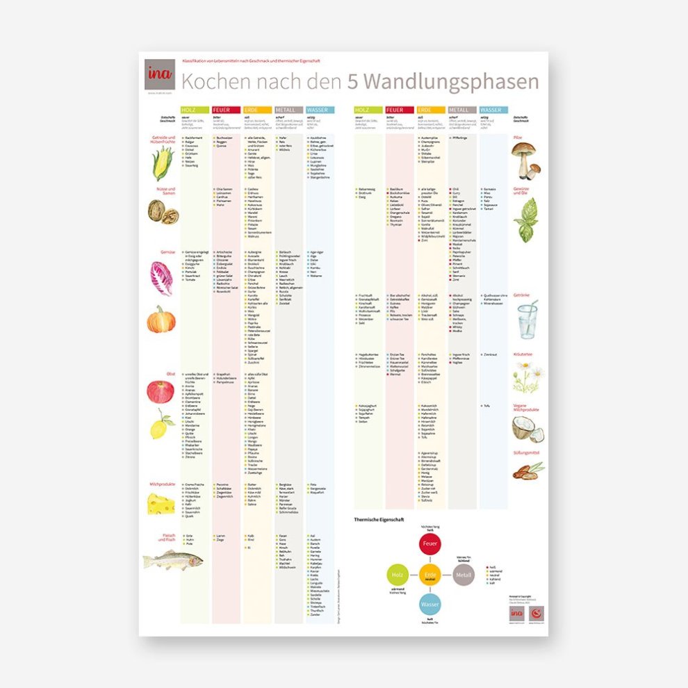 Plakat ina kochen nach den 5 wandlungsphasen